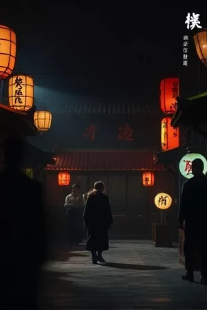 剧情片《末班渡轮》竖版海报，深夜江面上最后一班渡轮与岸边灯火