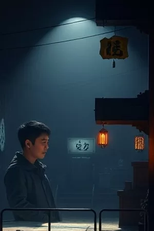 文艺悬疑片《倒数第二页》竖版封面，台灯下摊开的旧书与一枚书签